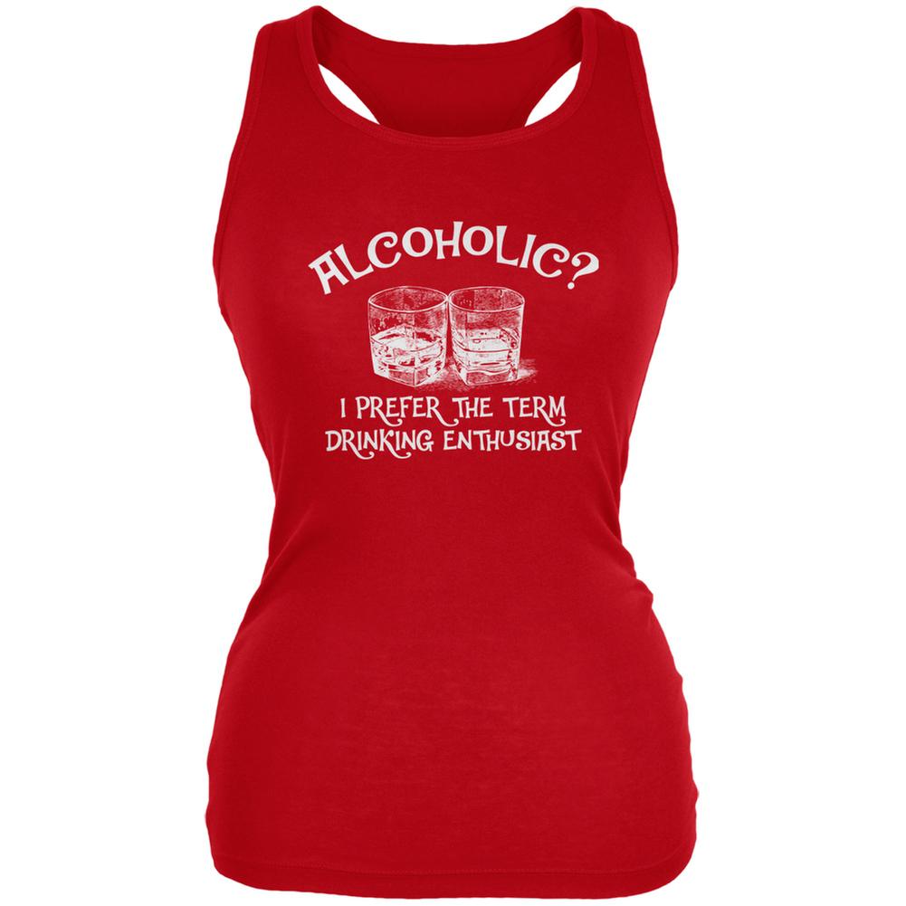 Funny Drinking Enthusiast Red Juniors Soft Tank Top Juniors Tank Tops Old Glory SM Red