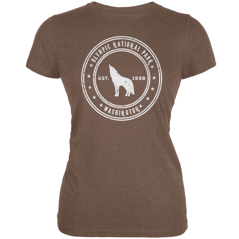 Olympic National Park Heather Brown Juniors Soft T-Shirt Juniors T-Shirts Old Glory 2XL Brown