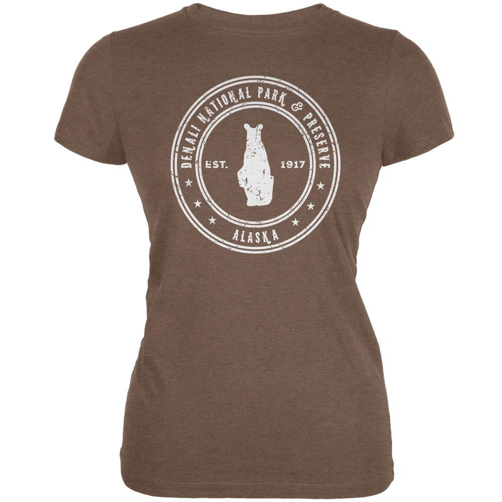 Denali National Park & Preserve Heather Brown Juniors Soft T-Shirt Juniors T-Shirts Old Glory 2XL Brown