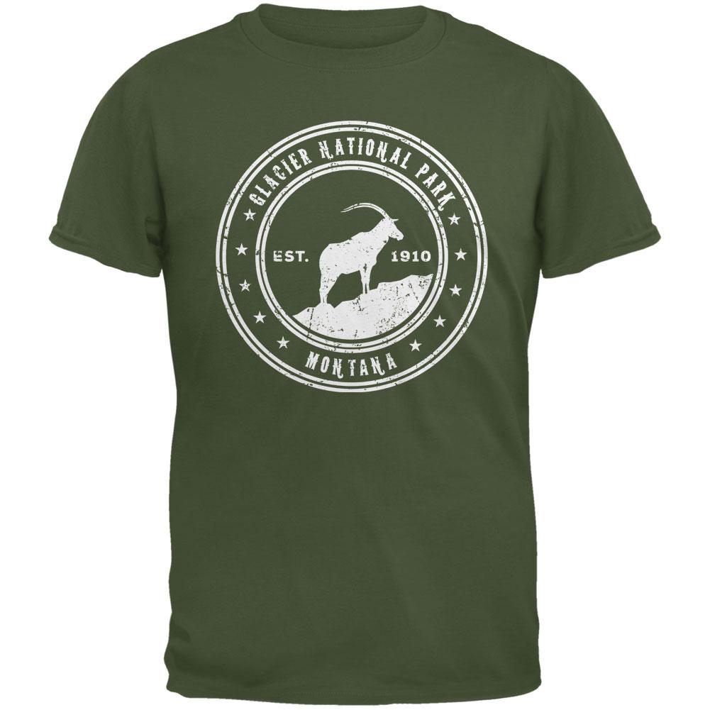 Glacier National Park Military Green Adult T-Shirt Men's T-Shirts Old Glory 2XL Green