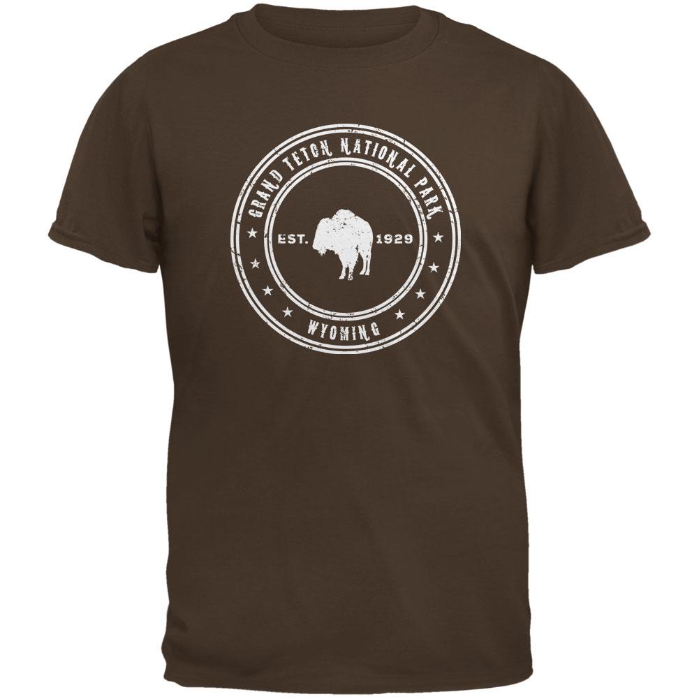 Grand Teton National Park Brown Youth T-Shirt Youth T-Shirts Old Glory LG Brown