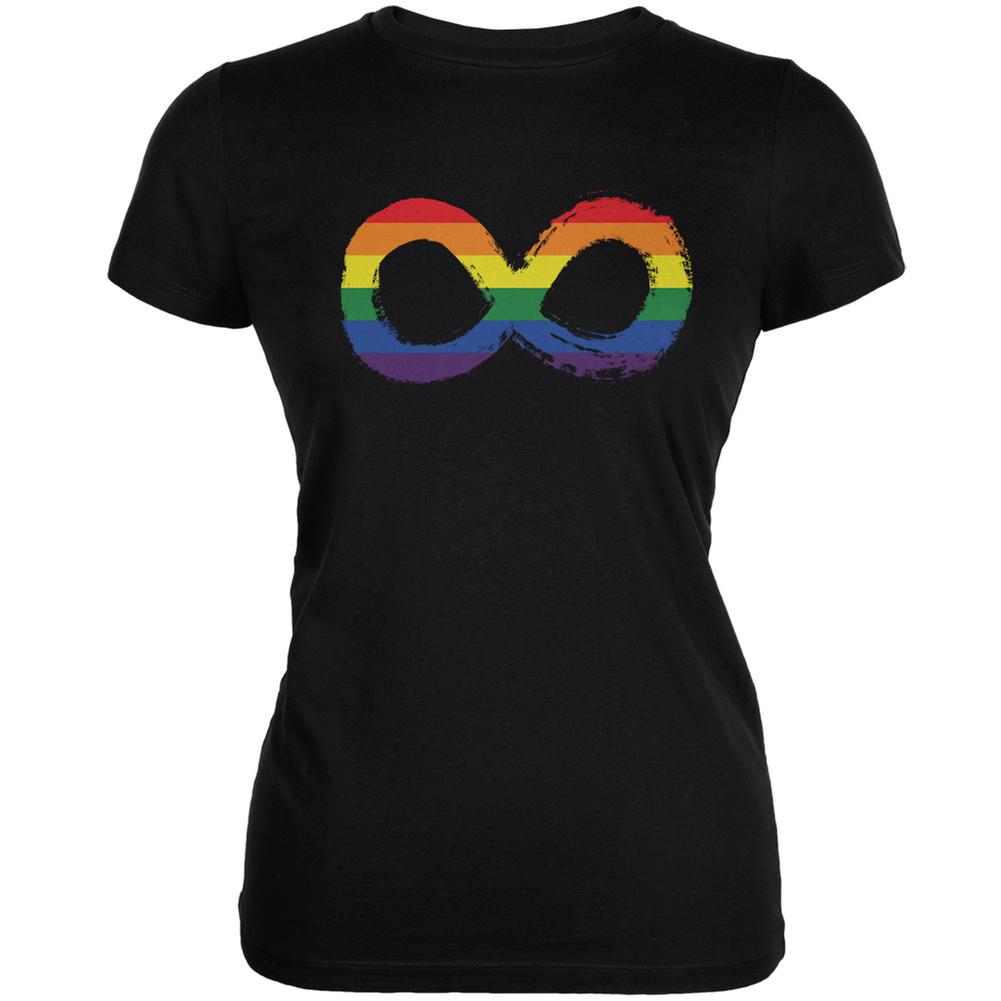 LGBT Infinity Rainbow Black Juniors Soft T-Shirt Juniors T-Shirts Old Glory 2XL Black