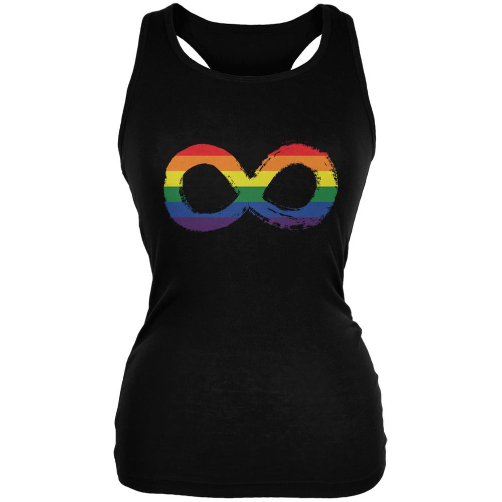 LGBT Infinity Rainbow Black Juniors Soft Tank Top Juniors Tank Tops Old Glory 2XL Black