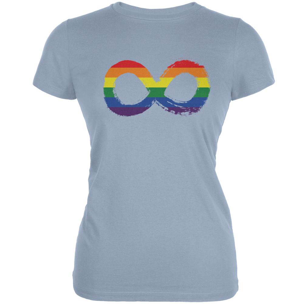 LGBT Infinity Rainbow Light Blue Juniors Soft T-Shirt Juniors T-Shirts Old Glory 2XL Blue