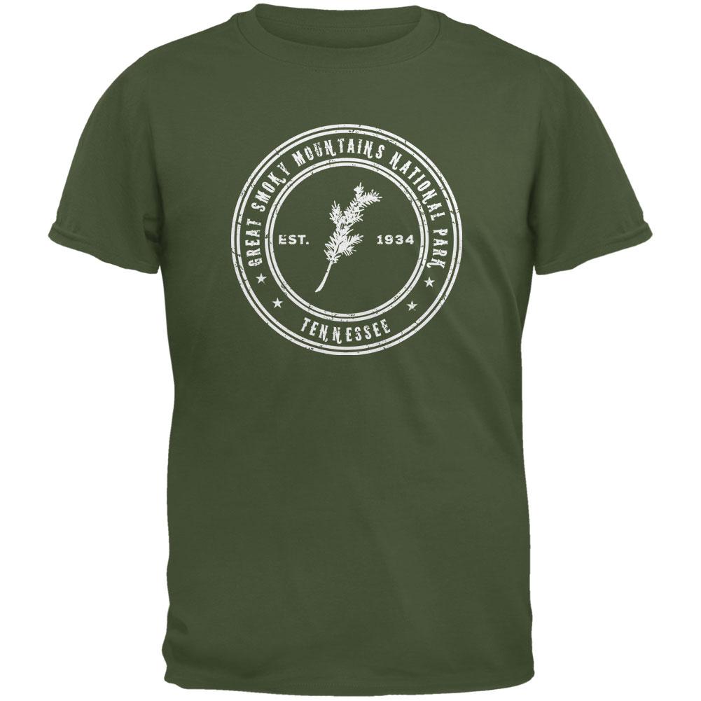 Great Smoky Mountains National Park Military Green Youth T-Shirt Youth T-Shirts Old Glory LG Green