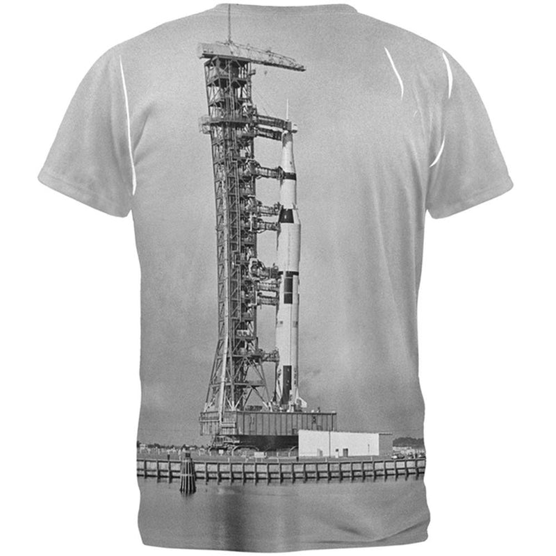 Apollo 8 Saturn 5 Rocket Black and White All Over Adult T-Shirt Men's T-Shirts Old Glory