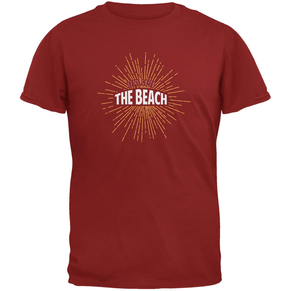 Let's Go To The Beach Vintage Sun Rays Cardinal Red Adult T-Shirt Men's T-Shirts Old Glory 2XL Red