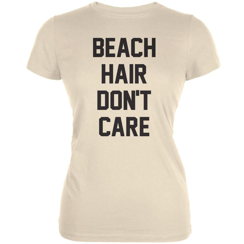 Beach Hair Don't Care Cream Juniors Soft T-Shirt Juniors T-Shirts Old Glory 2XL Off-White