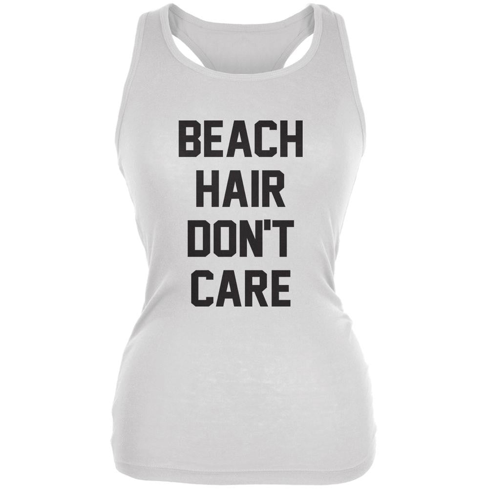Beach Hair Don't Care White Juniors Soft Tank Top Juniors Tank Tops Old Glory 2XL White