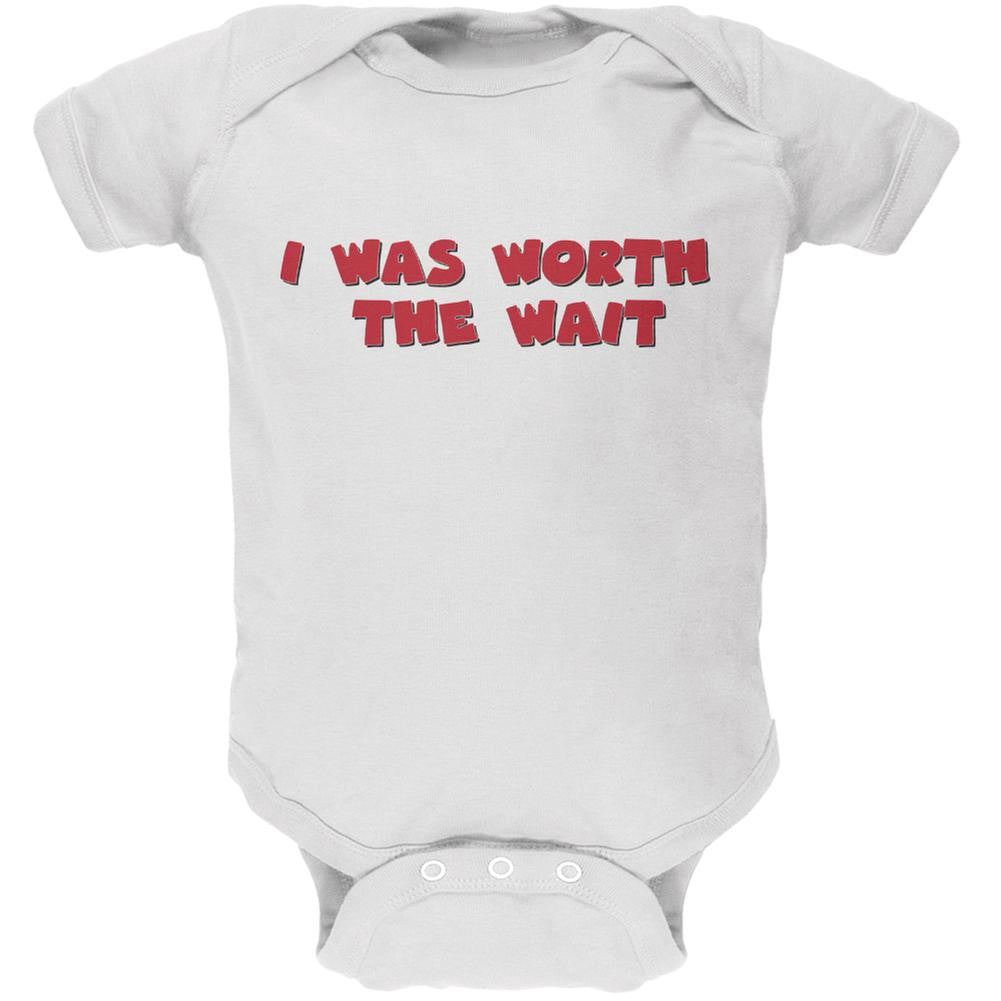 I Was Worth The Wait White Soft Baby One Piece Baby One Piece Old Glory 0-3M White