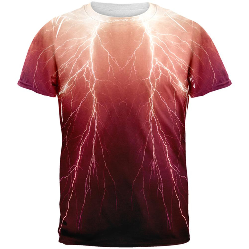 Lightning Bolts All Over Adult T-Shirt Men's T-Shirts Old Glory 2XL White