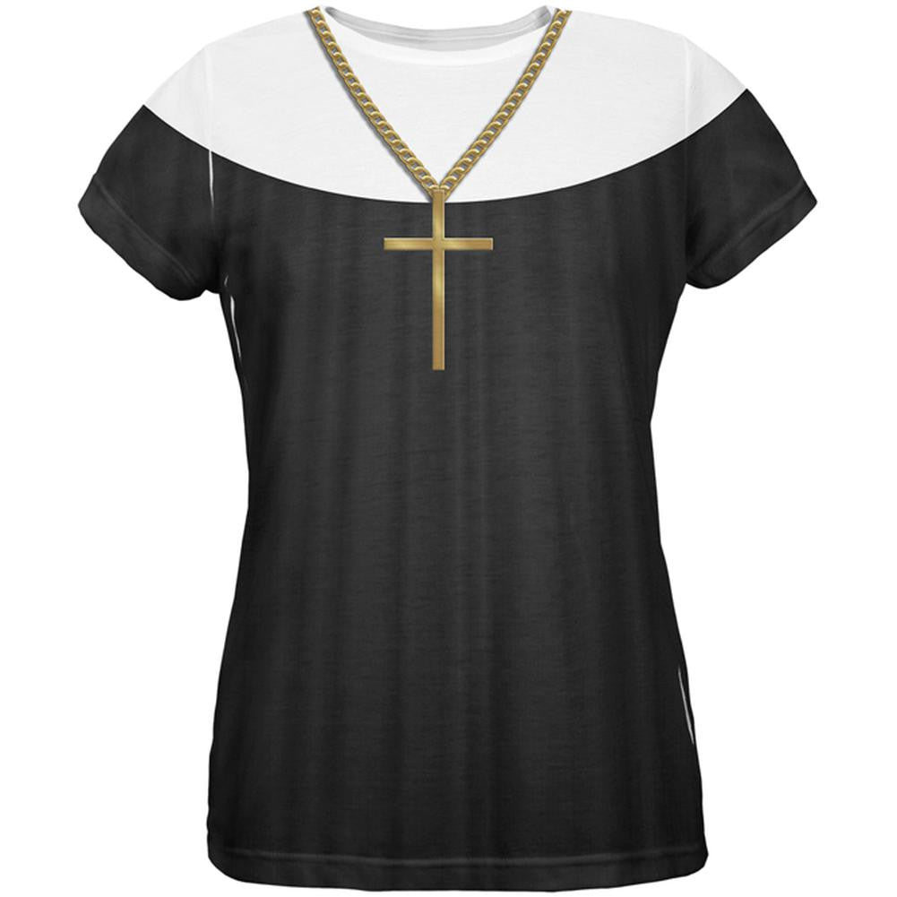 Halloween Costume Nun Habit All Over Womens T-Shirt Costume Women's T-Shirts Old Glory 2XL Multi