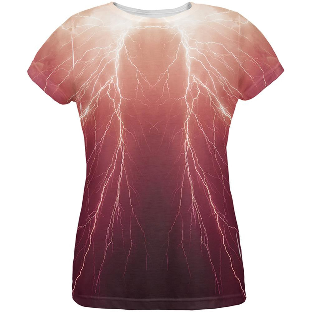 Lightning Bolts All Over Womens T-Shirt Women's T-Shirts Old Glory 2XL White