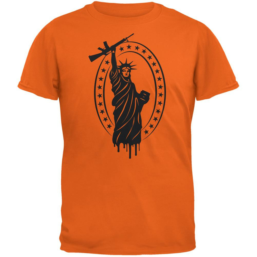 Second Amendment AR15 Statue Of Liberty Orange Adult T-Shirt Men's T-Shirts Old Glory 2XL Orange