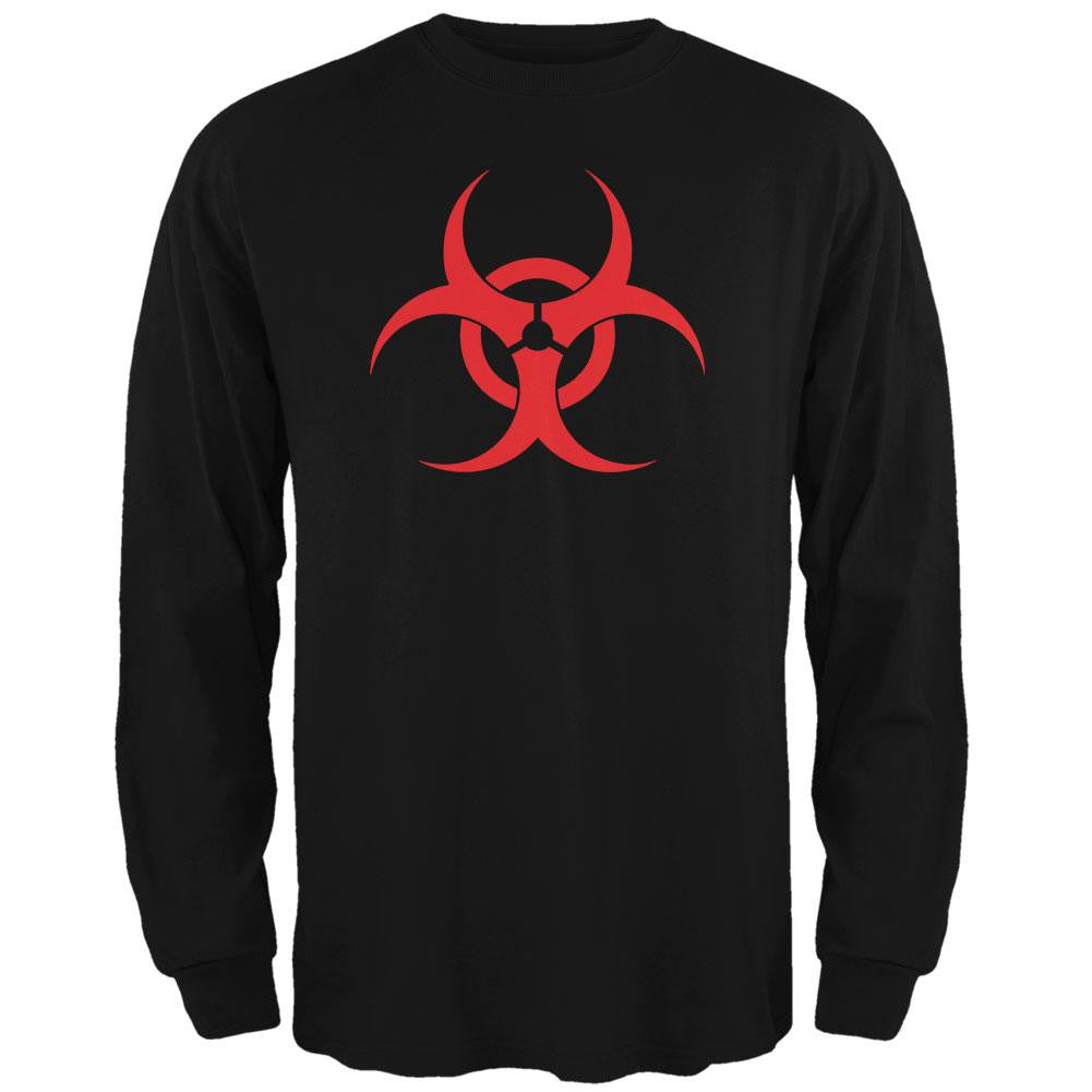Zombie Biohazard Symbol Black Adult Long Sleeve T-Shirt Men's Long Sleeves Old Glory
