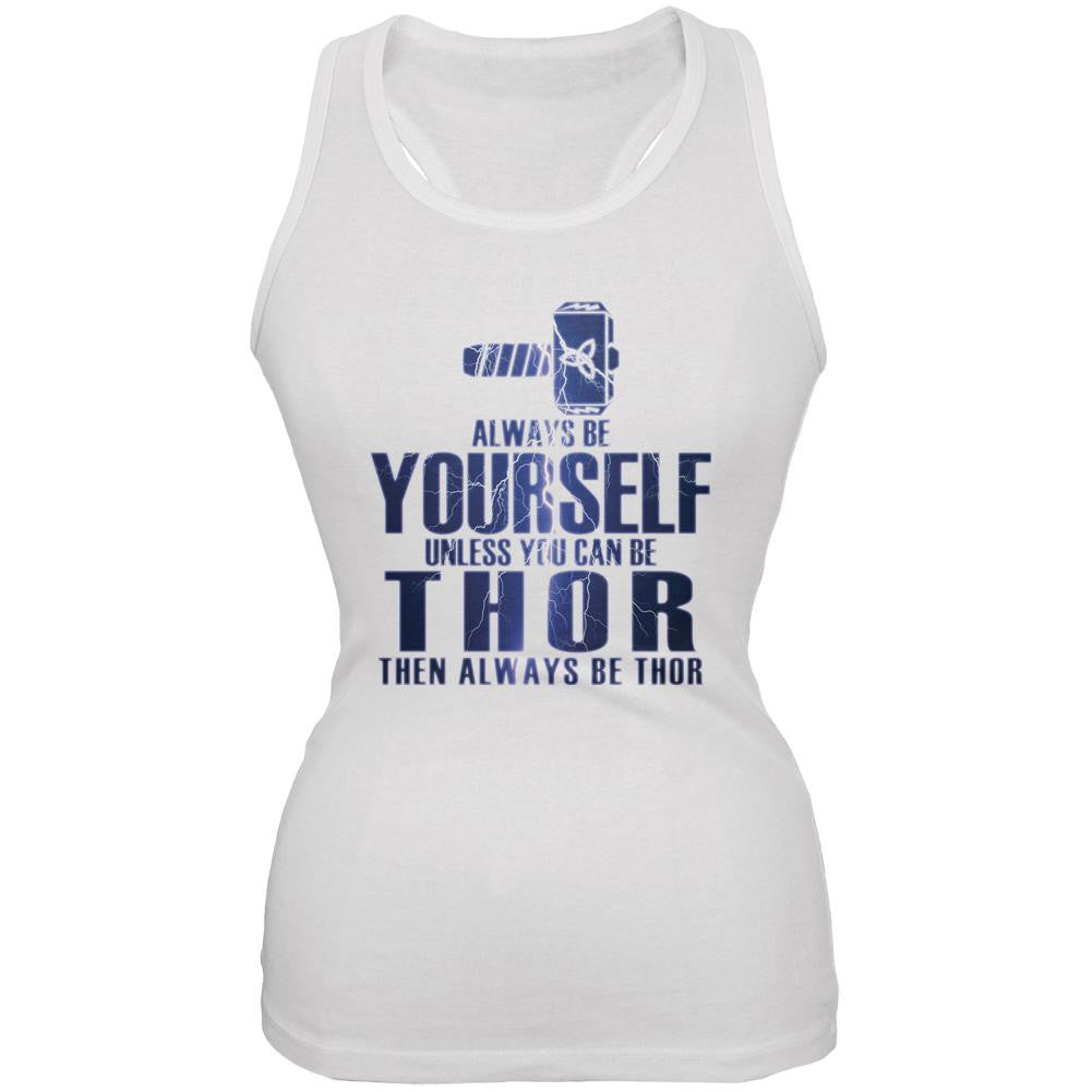 Always Be Yourself Thor White Juniors Soft Tank Top Juniors Tank Tops Old Glory 2XL White