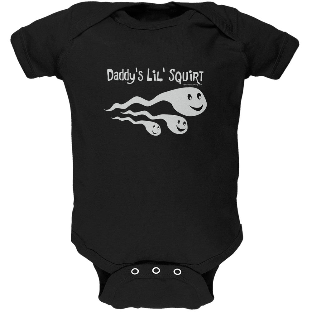 Daddy's Little Squirt Black Soft Baby One Piece Baby One Piece Old Glory 0-3M Black