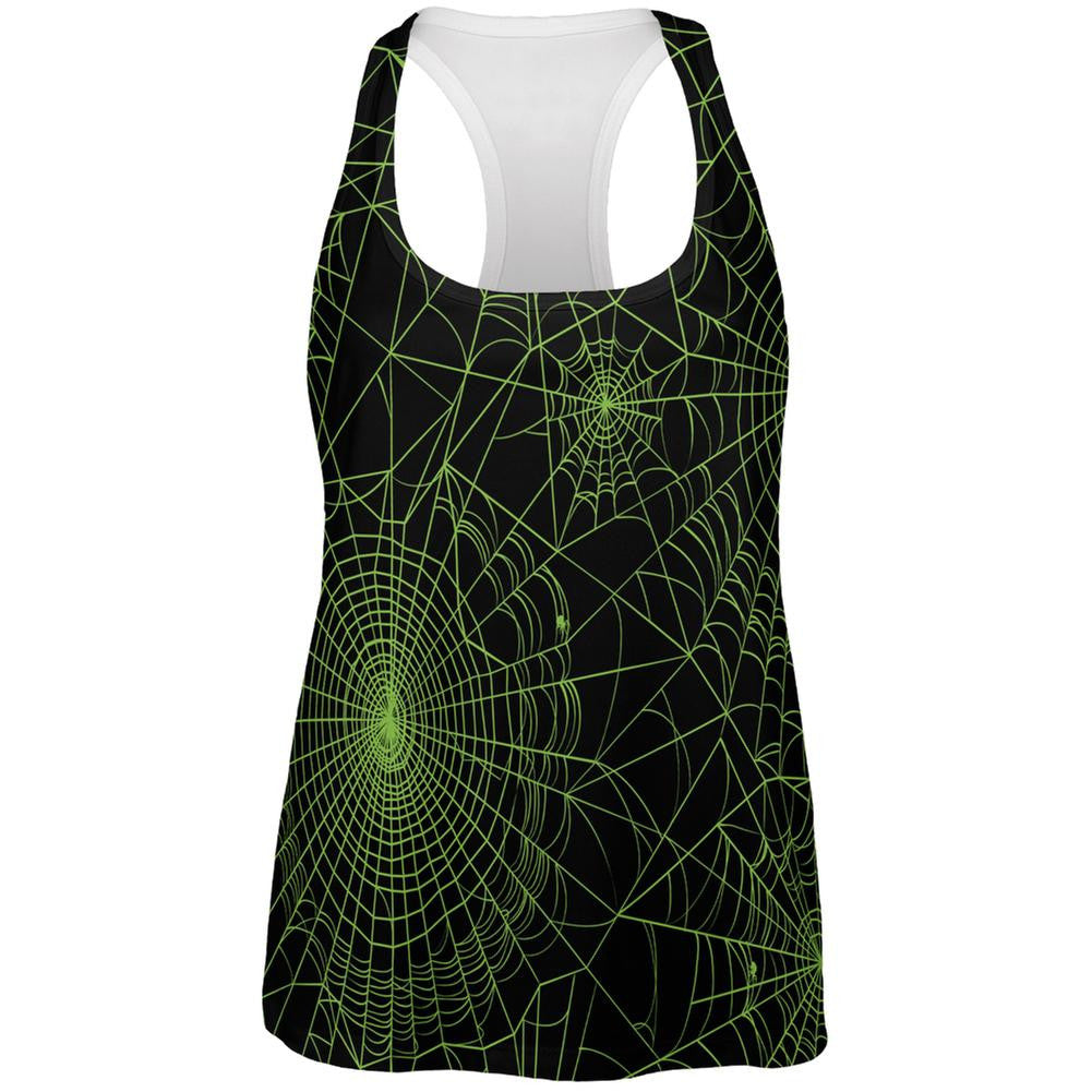 Halloween Spider Webs All Over Womens Racerback Tank Top Women's Tank Tops Old Glory 2XL Multi