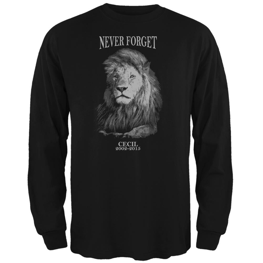 Cecil The Lion Never Forget Black Adult Long Sleeve T-Shirt Men's Long Sleeves Old Glory 2XL Black