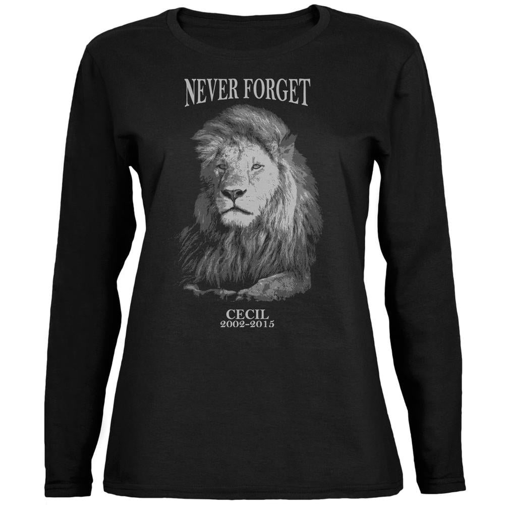 Cecil The Lion Never Forget Black Womens Long Sleeve T-Shirt Women's Long Sleeves Old Glory 2XL Black