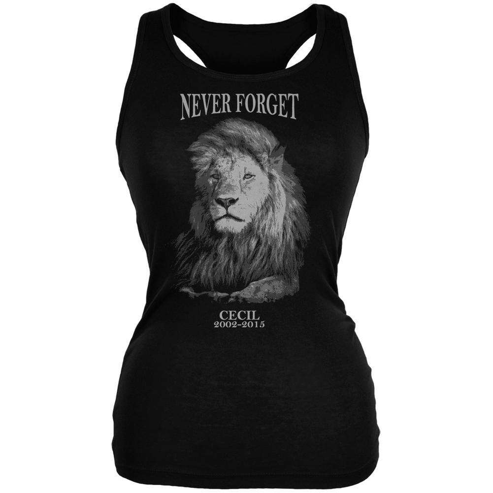 Cecil The Lion Never Forget Black Juniors Soft Tank Top Juniors Tank Tops Old Glory 2XL Black