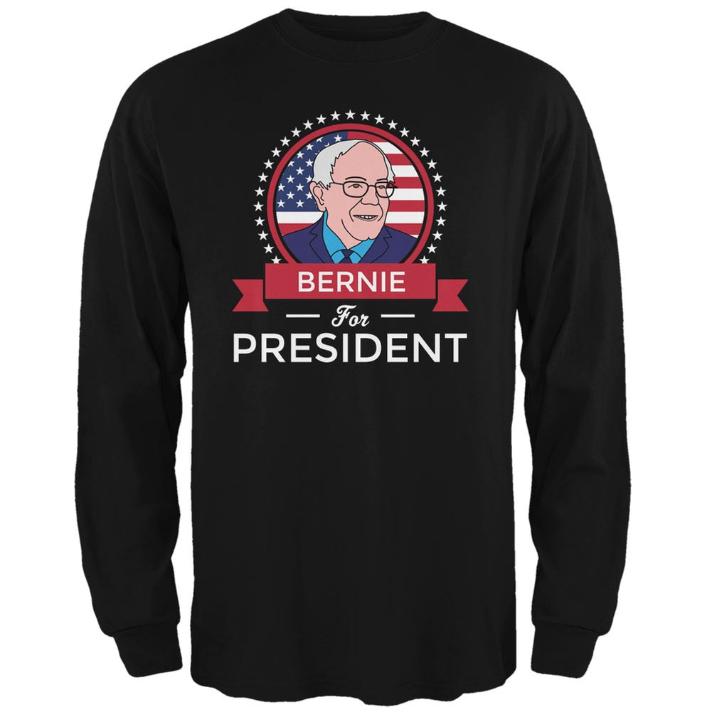 Election 2020 Bernie Sanders President Ribbon Black Adult Long Sleeve T-Shirt Men's Long Sleeves Old Glory 2XL Black