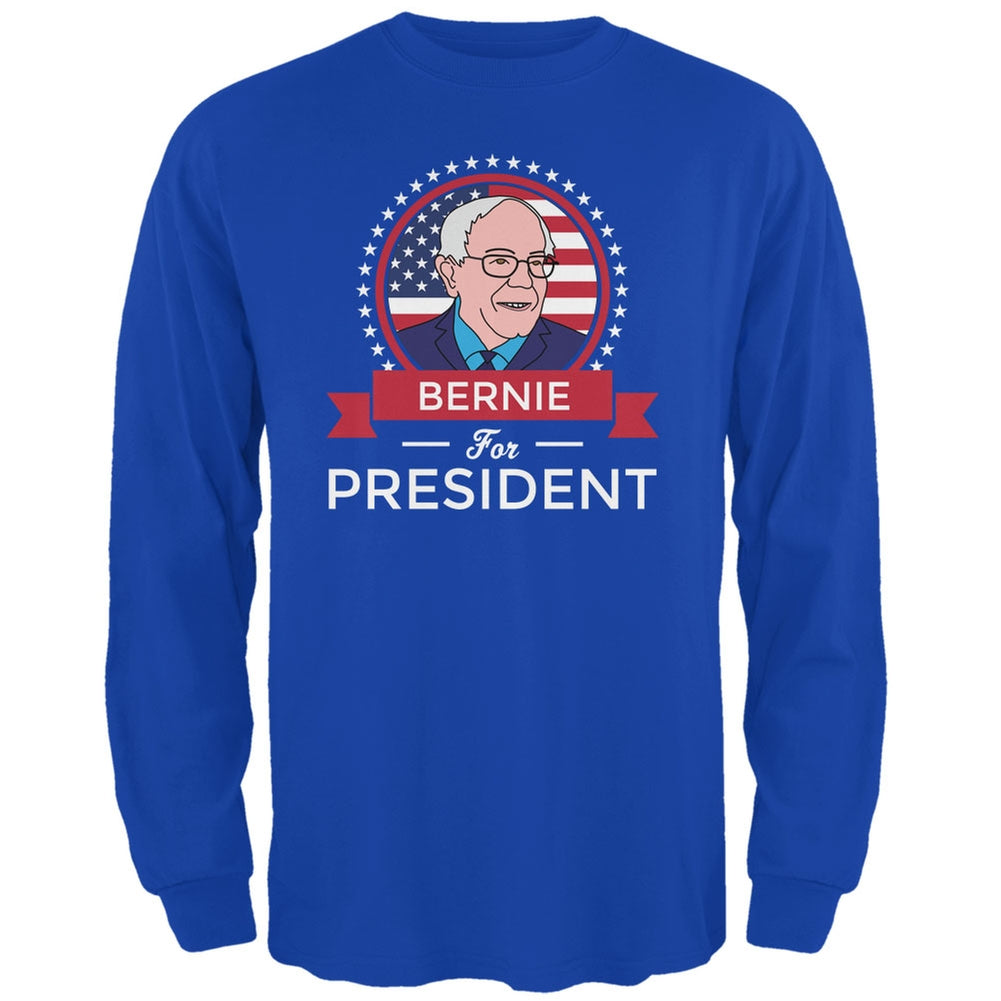 Election 2020 Bernie Sanders President Ribbon Royal Adult Long Sleeve T-Shirt Men's Long Sleeves Old Glory 2XL Blue
