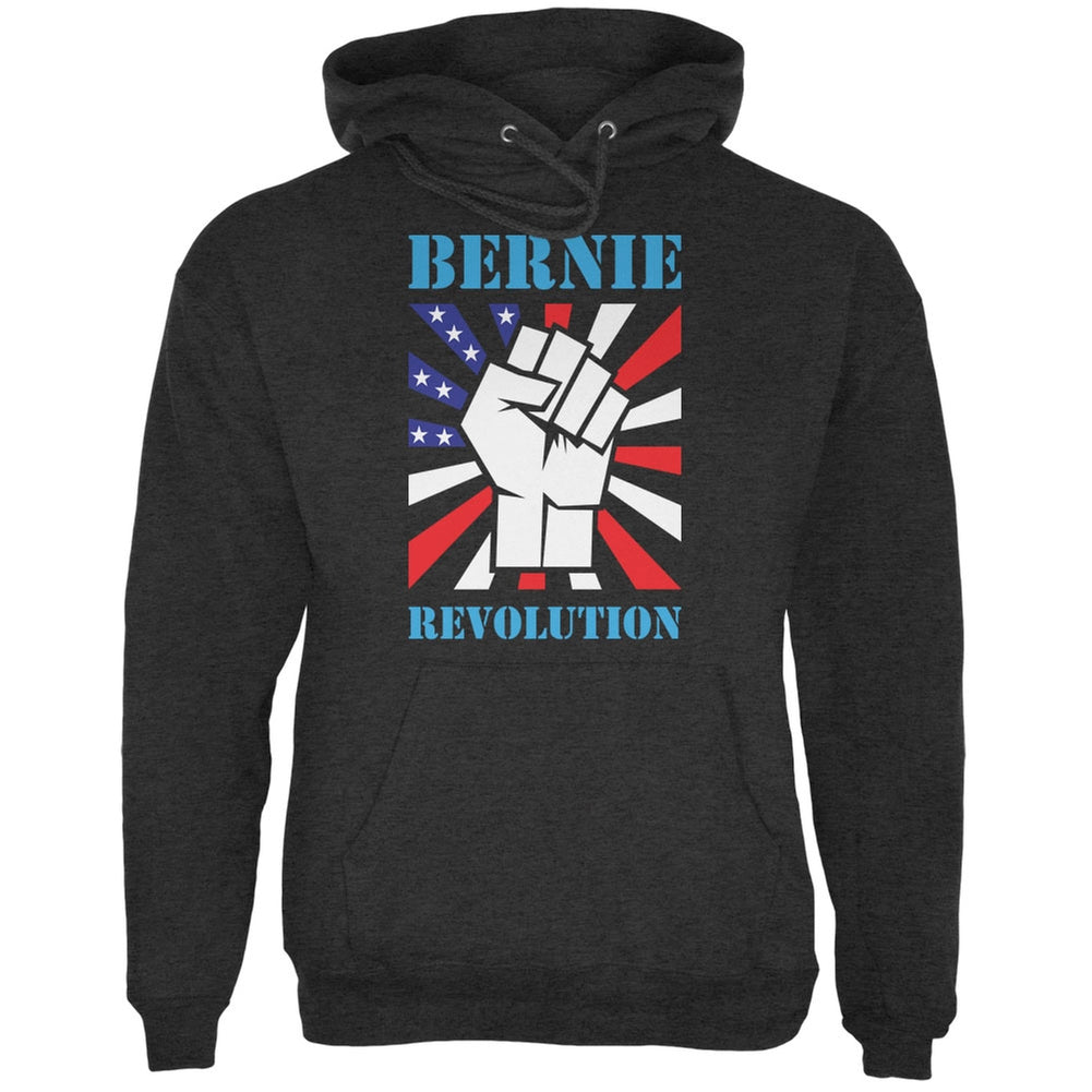 Election 2020 Bernie Sanders Raised Fist Charcoal Heather Adult Hoodie Men's Sweatshirts Old Glory 2XL Grey