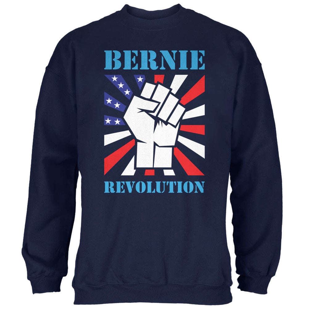 Election 2016 Bernie Sanders Raised Fist Navy Adult Sweatshirt Men's Sweatshirts Old Glory 2XL Blue