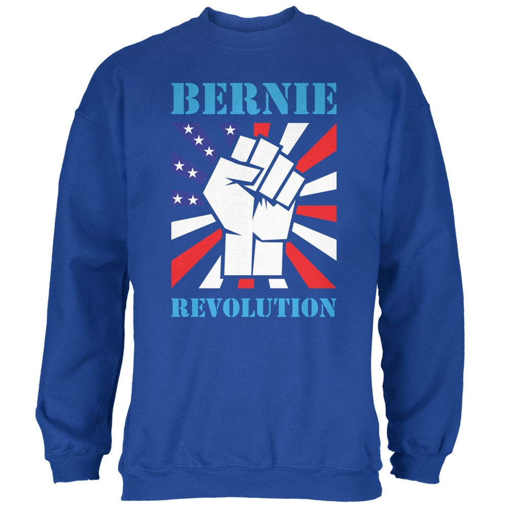 Election 2016 Bernie Sanders Raised Fist Royal Adult Sweatshirt Men's Sweatshirts Old Glory 2XL Blue