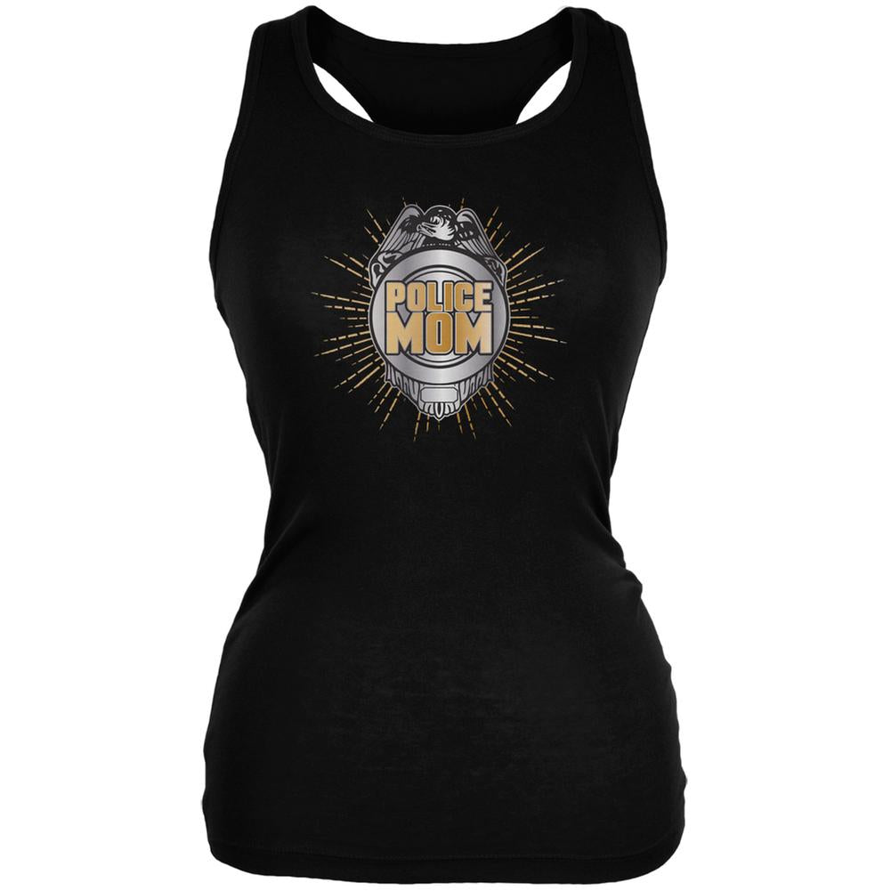 Police Mom Black Juniors Soft Tank Top Juniors Tank Tops Old Glory 2XL Black