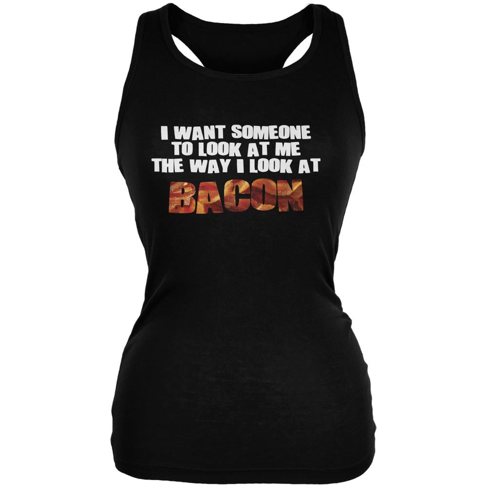 Look At Me Like Bacon Black Juniors Soft Tank Top Juniors Tank Tops Old Glory 2XL Black