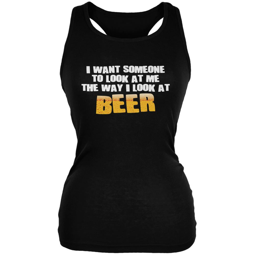 Look At Me Like Beer Black Juniors Soft Tank Top Juniors Tank Tops Old Glory SM Black