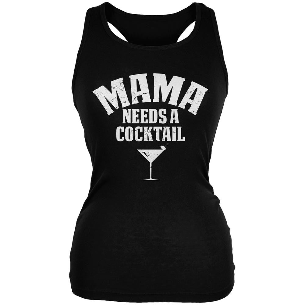 Mama Needs A Cocktail Black Juniors Soft Tank Top Juniors Tank Tops Old Glory SM Black