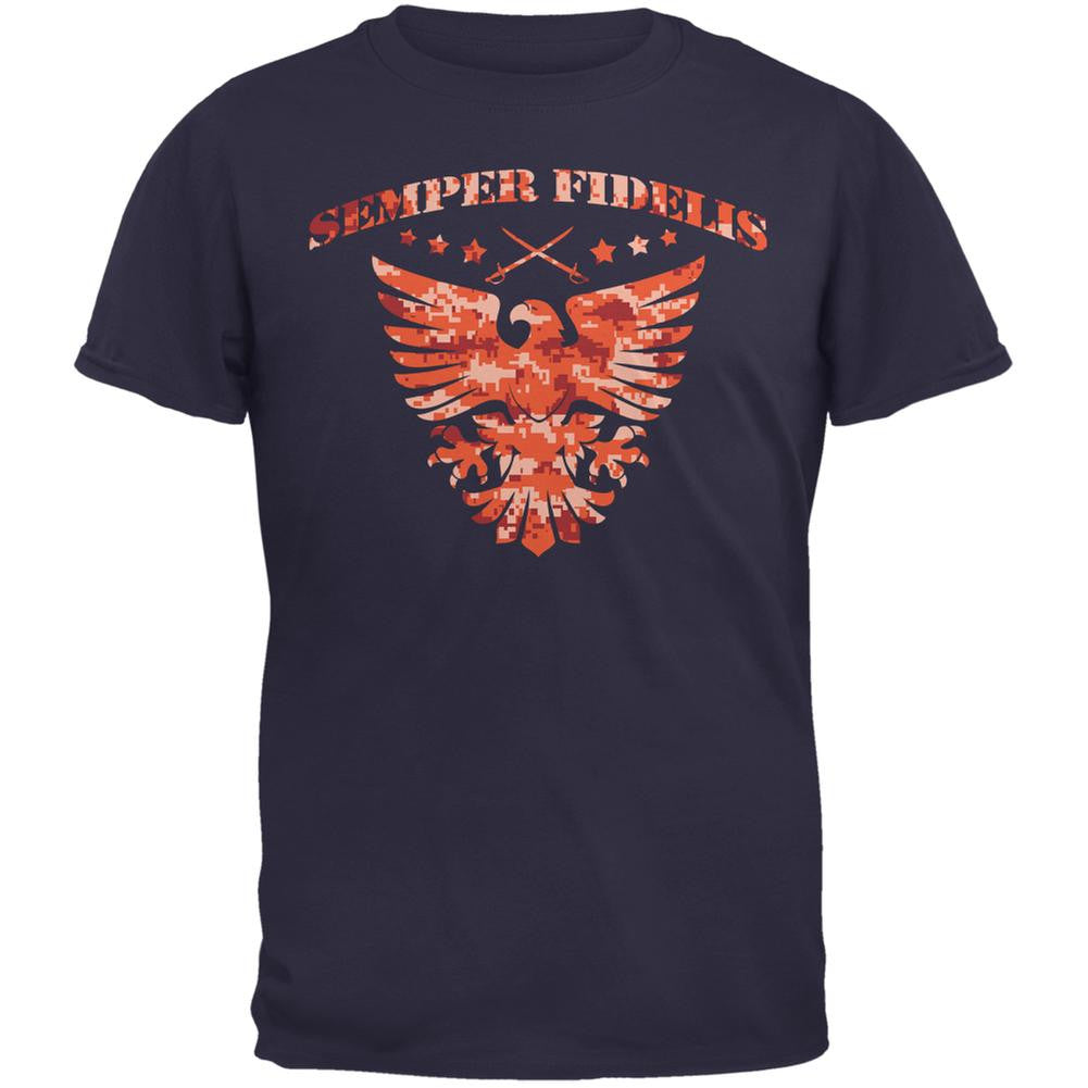 Semper Fidelis Eagle Navy Adult T-Shirt Men's T-Shirts Old Glory 2XL Blue