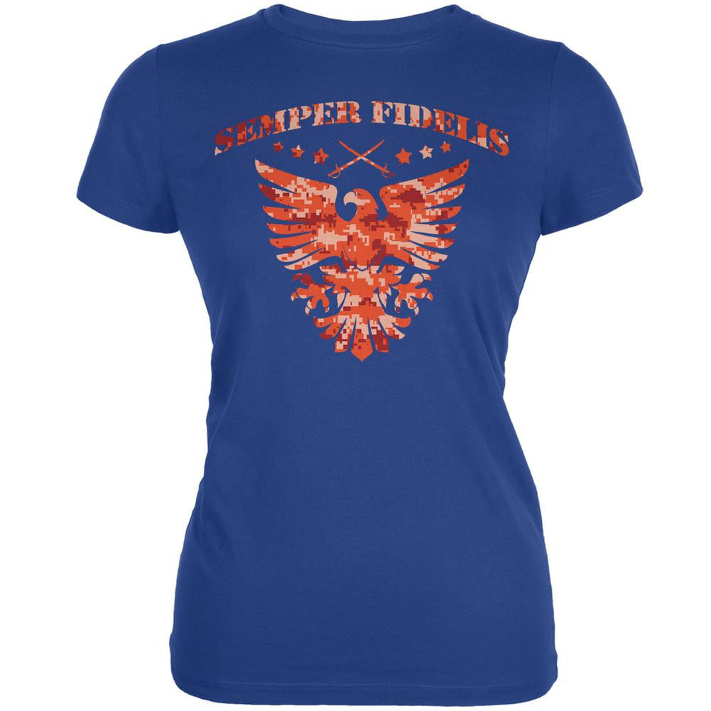 Semper Fidelis Eagle Royal Juniors Soft T-Shirt Juniors T-Shirts Old Glory 2XL Blue