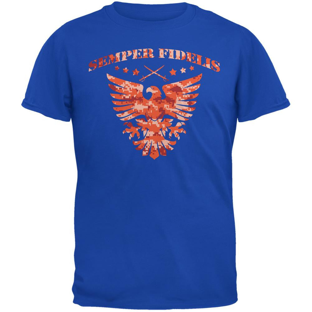 Semper Fidelis Eagle Royal Adult T-Shirt Men's T-Shirts Old Glory 2XL Blue