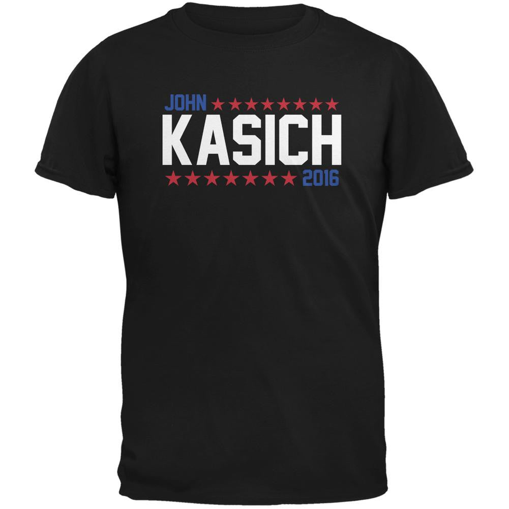 Election John Kasich 2016 American Stars Black Adult T-Shirt Men's T-Shirts Old Glory 2XL Black