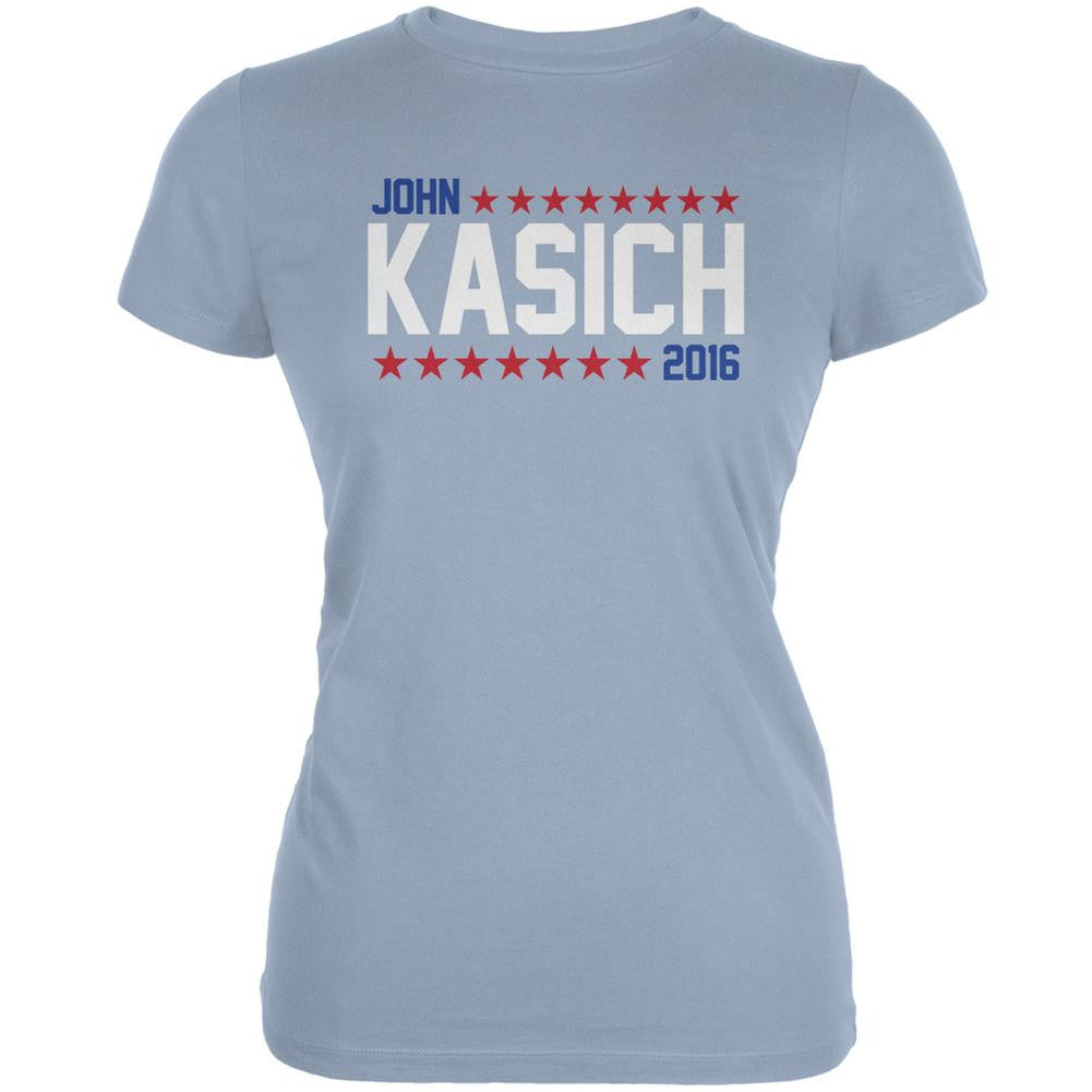 Election John Kasich 2016 American Stars Light Blue Juniors Soft T-Shirt Juniors T-Shirts Old Glory 2XL Blue