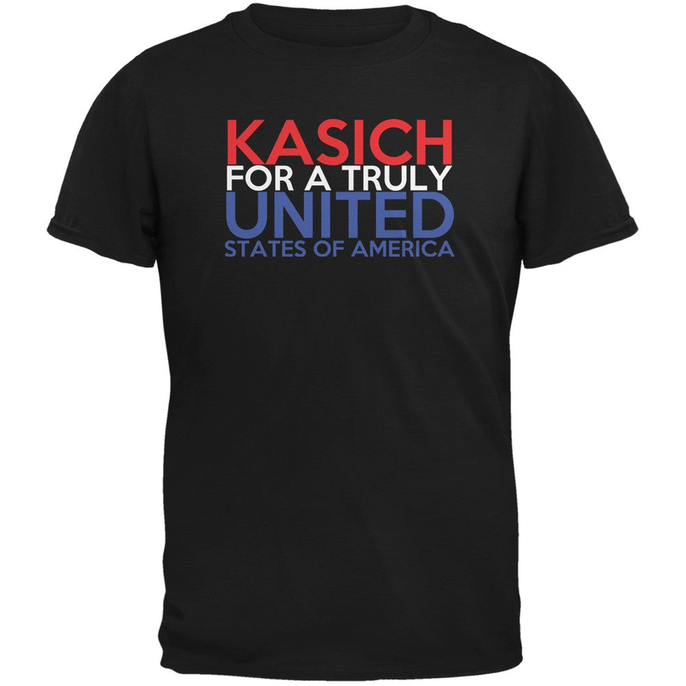 Election 2016 John Kasich Truly United Black Adult T-Shirt Men's T-Shirts Old Glory 2XL Black