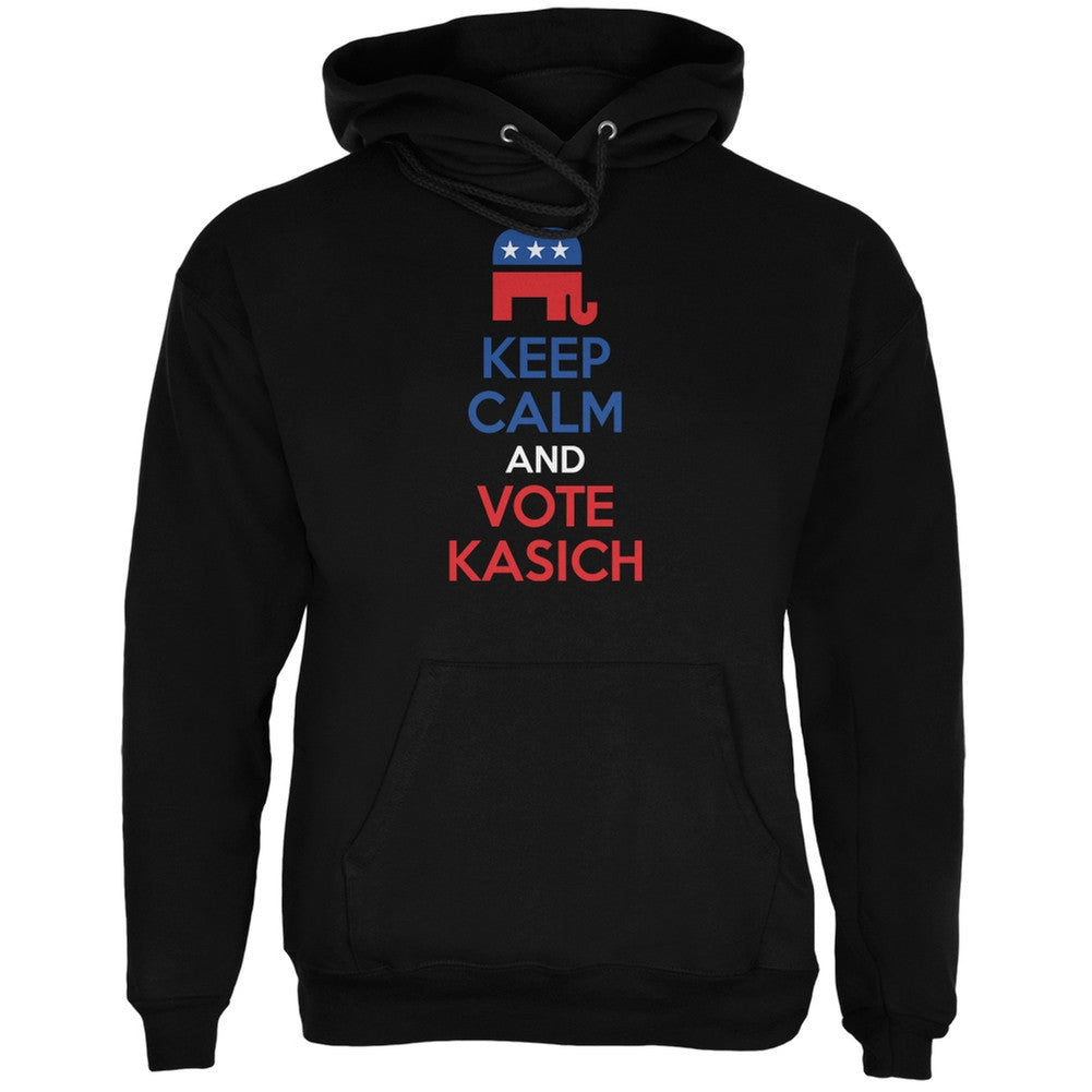 Election 2016 Keep Calm Vote John Kasich Black Adult Hoodie Men's Hoodies Old Glory 2XL Black
