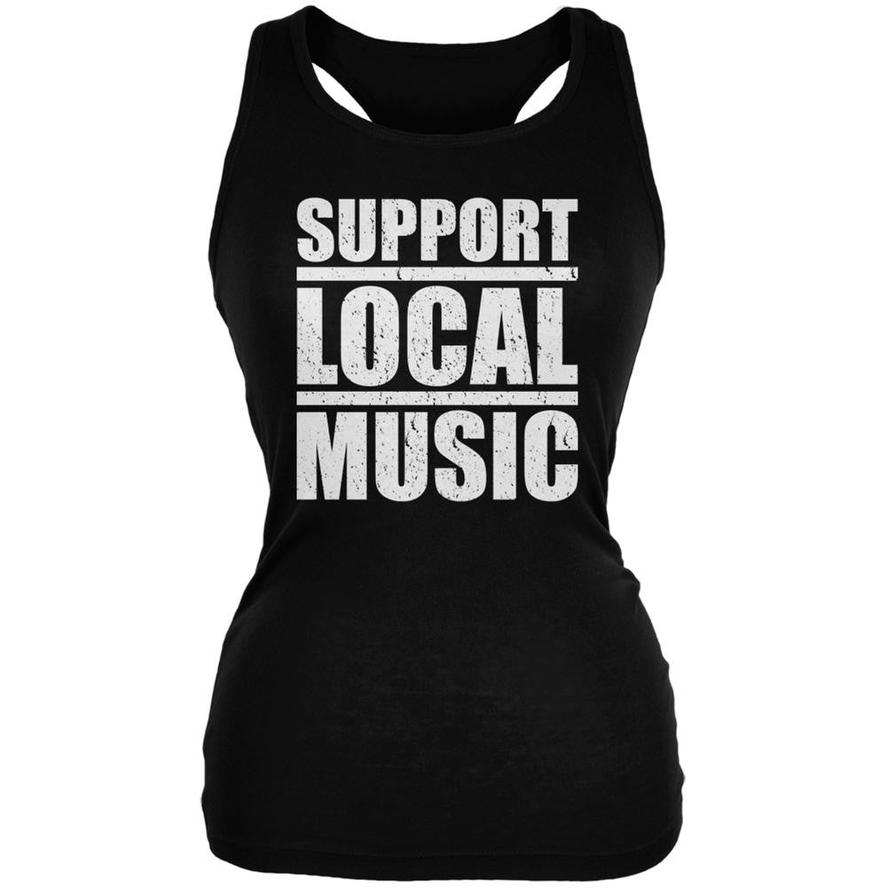Support Local Music Black Juniors Soft Tank Top Juniors Tank Tops Old Glory 2XL Black