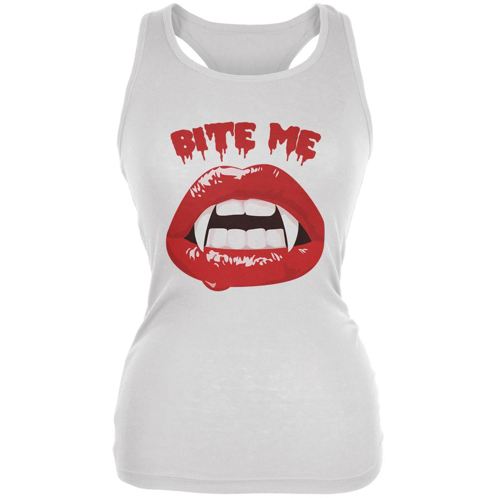 Halloween Vampire Bite Me White Juniors Soft Tank Top Juniors Tank Tops Old Glory 2XL White