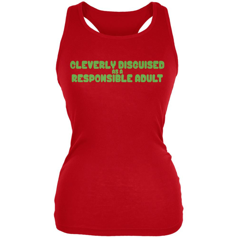 Funny Cleverly Disguised As A Responsible Adult Red Juniors Soft Tank Top Juniors Tank Tops Old Glory 2XL Red
