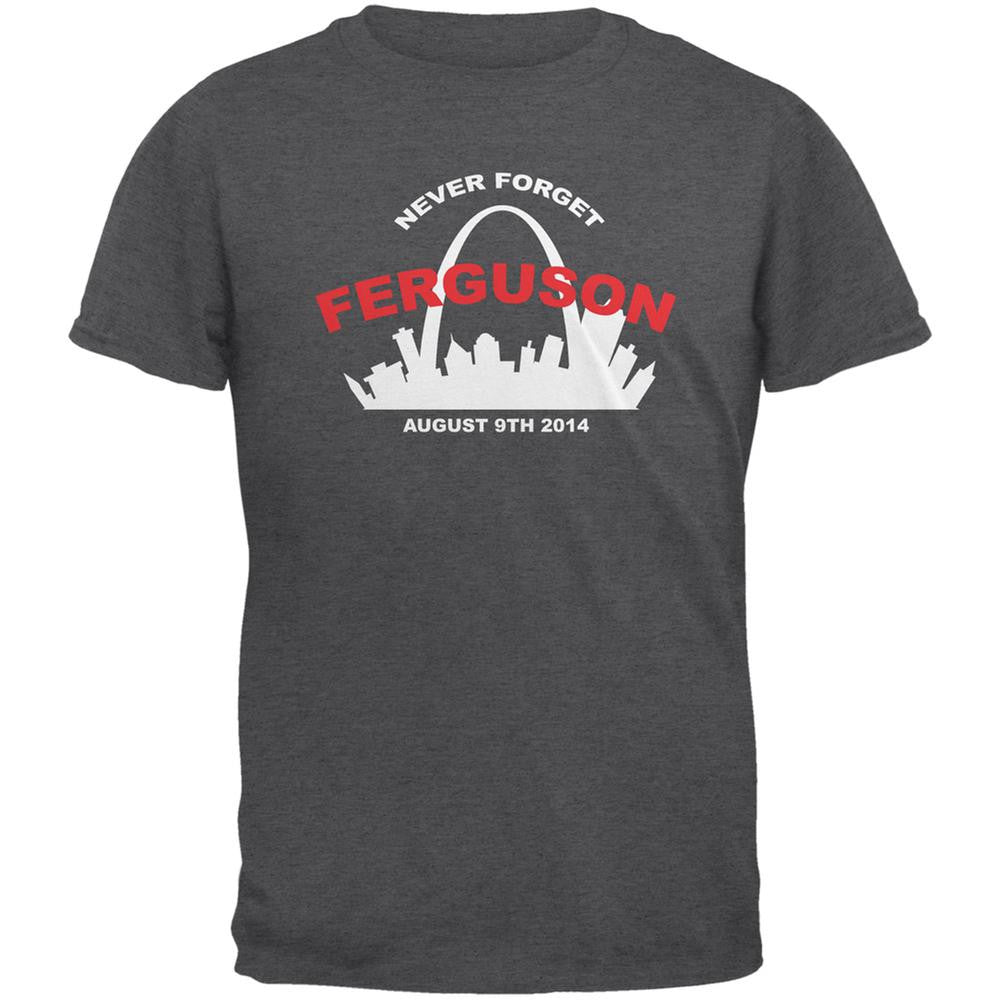 Ferguson Never Forget Dark Heather Adult T-Shirt Men's T-Shirts Old Glory 2XL Grey