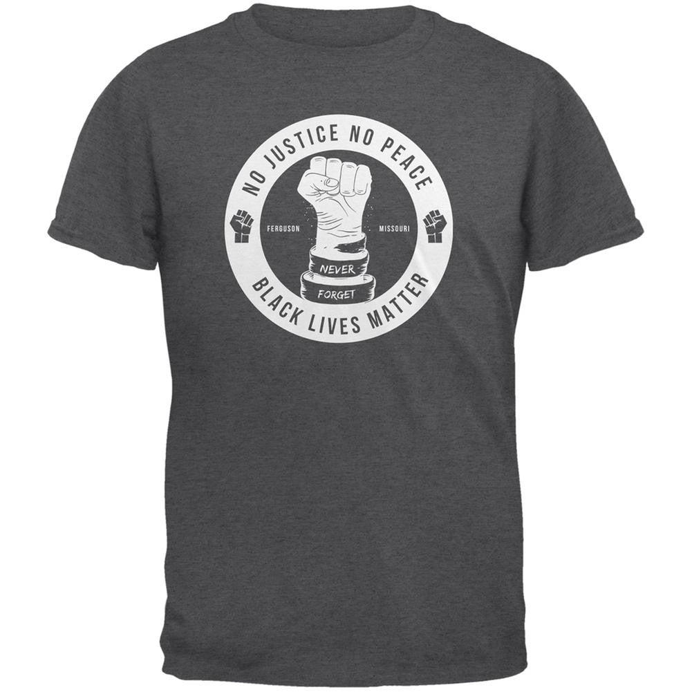 Ferguson No Justice No Peace Dark Heather Adult T-Shirt Men's T-Shirts Old Glory SM Grey