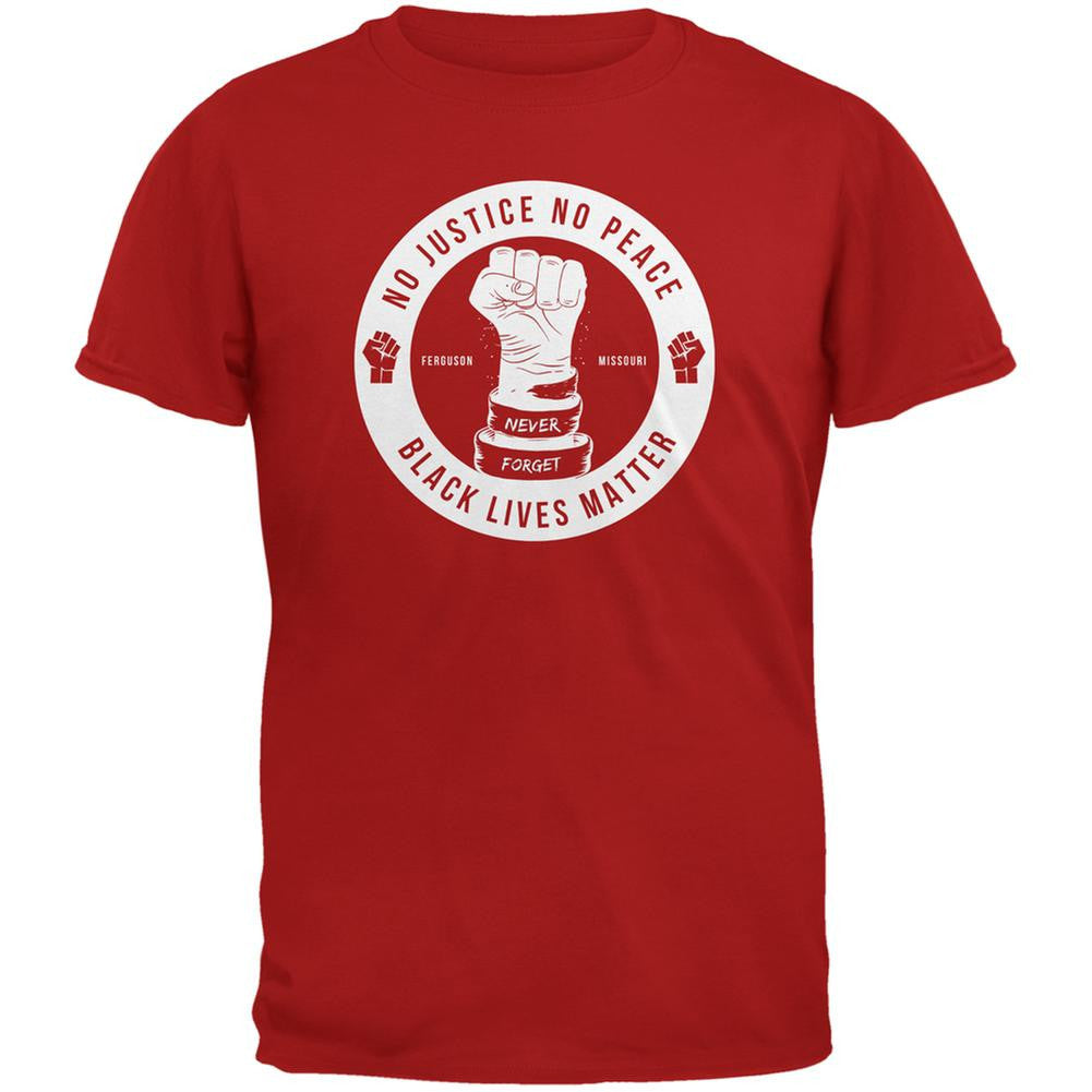 Ferguson No Justice No Peace Red Adult T-Shirt Men's T-Shirts Old Glory SM Red