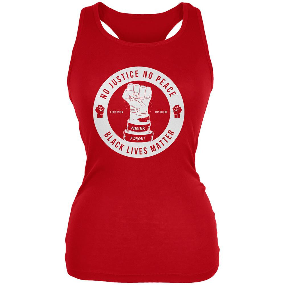 Ferguson No Justice No Peace Red Juniors Soft Tank Top Juniors Tank Tops Old Glory SM Red