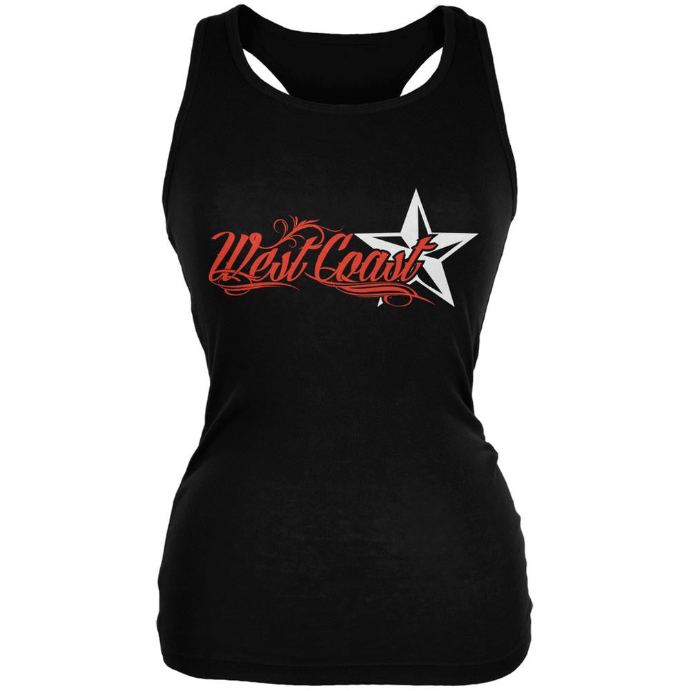 West Coast Nautical Star Black Juniors Soft Tank Top Juniors Tank Tops Old Glory 2XL Black