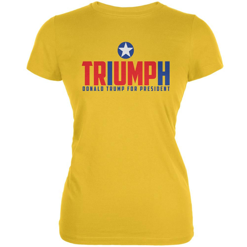 Election 2016 Triumph Trump for President Bright Yellow Juniors Soft T-Shirt Juniors T-Shirts Old Glory 2XL Yellow